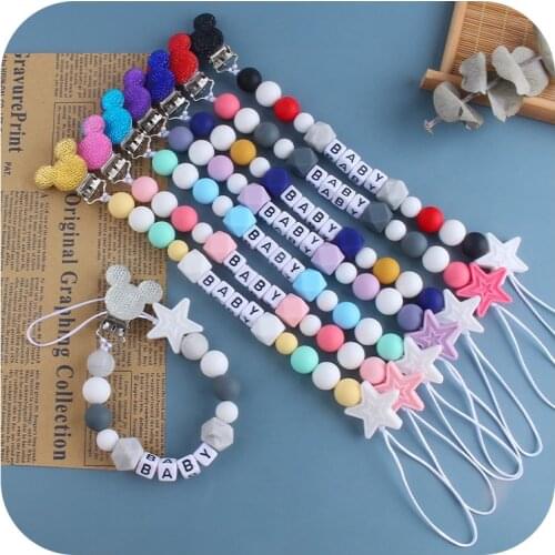 Newborn Infant Toddler Kids Baby Pacifier Nipple Holder Chain Baby Pacifier Clips Teething Leash Strap Dummy Feeding Holder