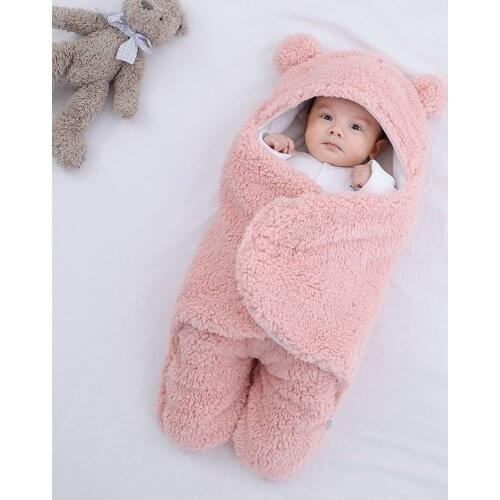 0-9 Months Autumn Baby Sleeping Bag Envelope For Newborn Baby Winter Swaddle Blanket Wrap Cute Sleeping Bags Solid Baby Bedding