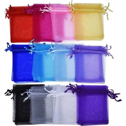 60 Pieces Organza Gift Bags Drawstring Jewelry Pouches Wedding Party Favor Bags 4 by 4.7 Inch, 12 Colors Random Color