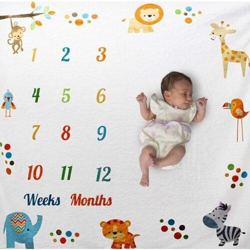 Infant Photo Prop Blanket Polyester/Cotton Babys Milestones Background Full Moon Calendar Newborn Commemorate Photo Accessories