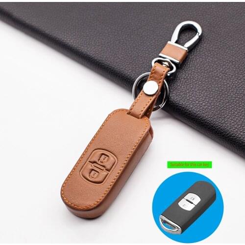 Stylish Leather Car Remote Key Case Cover For Mazda 2 3 6 Axela Atenza CX-5 CX5 CX-7 CX-9 2014 2015 2016 2017 Smart 2 Buttons