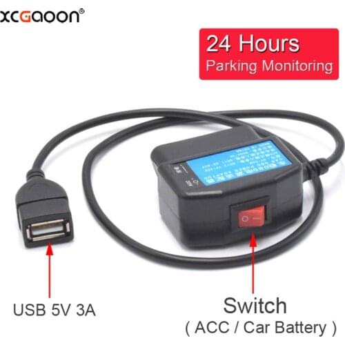 XCGaoon 24Hours USB Port 5V 3A Car Charge Cable OBD Hardwire Cord 0.5Meters With Switch For Dash Cam Camcorder Vehicle DVR