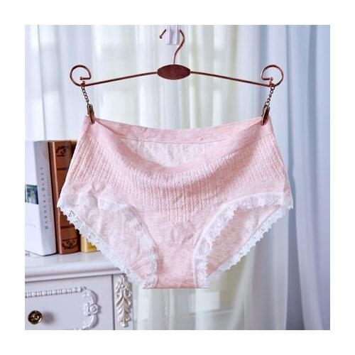 Womens Lace Trim Panties Comfortable Cotton Briefs Underwear