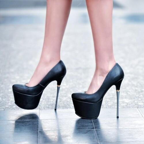 QZYERAI Spring New Style Women Ultra High Heel Pumps Shoes Sexy Leather Cowhine Shoes Party Wedding Shoes Nightclub High Heels