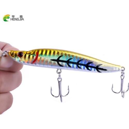 1PC Pencil Fishing Lures 10cm-3.94"/17g-0.6oz Artificial Bait 6# Treble Hooks Bionic 3D Eyes Bass Baits 6 Colors Jigging Baits