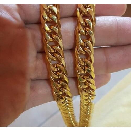 12mm 24'' Mens popular Stainless Steel Strong Double Curb Link chain Necklace Gold Heavy Jewelry for Father Gifts