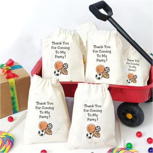 5pcs candy gift bags Baby Shower boy Football Soccer Basketball Baseball All Star Sports Themed first 1st birthday decoration