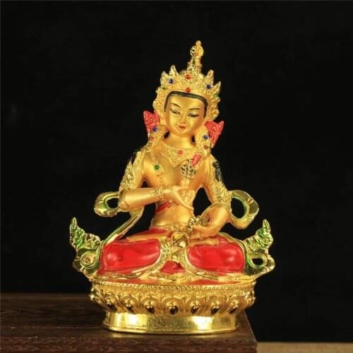 6 inch Buddhist Efficacious Alloy Metal Gilding Vajrasattva Buddha Statue Tibetan Home Putting Decoration Oranments