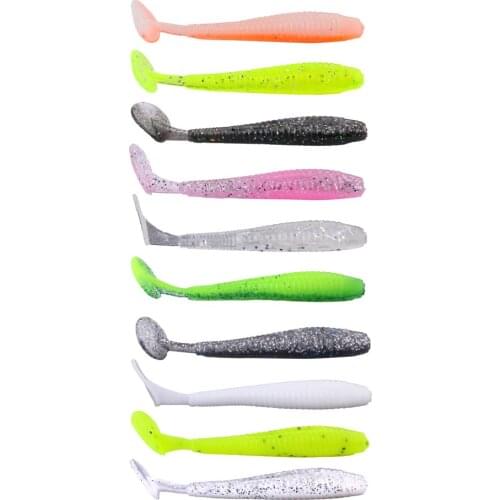 6Pcs/lot Fishy Smell Soft Bait Jigging Wobblers Fishing Lure 55mm 1.5g Artificial Soft Lure Wobblers PVC Material Carp Bass Lure