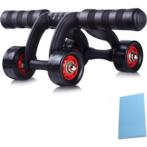 Ab Roller 4 Power Wheels Abdominal Muscle Trainer Exercise Equipment With Pad Abdominales Workout Fitness Rollers Gym Machine