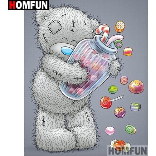 HOMFUN Full Square/Round Drill 5D DIY Diamond Painting "Cartoon bear candy" 3D Diamond Embroidery Cross Stitch Home Decor A19019