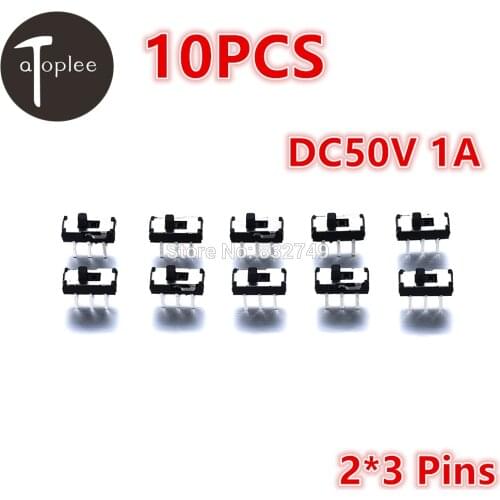 Atoplee 10PCS DC50V 1A On/Off/On DPDT 2P2T 6 Pin Vertical DIP Slide Switch Mini Switches for Electric Toys Voltage Circuits