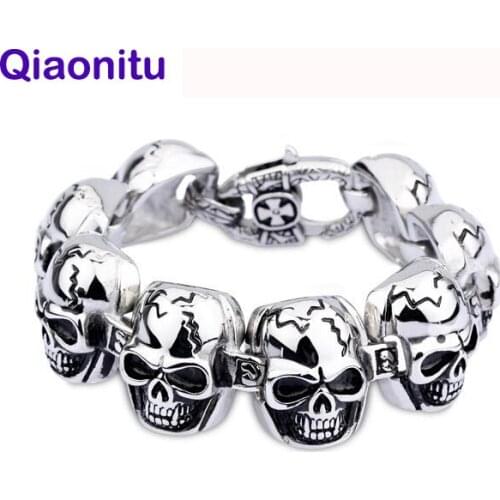 Punk Rock skull bracelet Stainless Steel Men Biker Jewelry Bike Bracelets & Bangles Pulseras Hombre Bracciale Pulseira Masculina