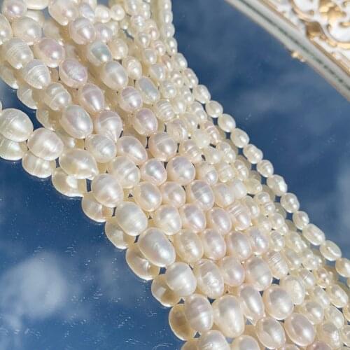 Natural White Freshwater Pearl Beads High Quality Oval Shape Punch Loose Beads for Jewelry Making DIY Necklace Bracelet Charms