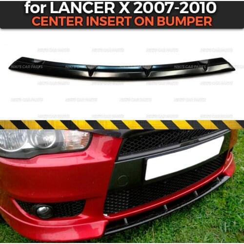 Center insert on bumper for Mitsubishi Lancer X 2007-2010 between fangs ABS plastic molding decoration car styling tuning
