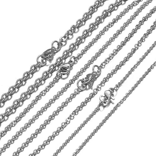 10/20/50/100pcsWholesale High-End Jewelry Stainless Steel Silver Color Mens Womens Necklace Cross Chain Christmas Gift 16-40inch
