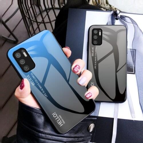 Gradient Patterned Tempered Glass Case For Xiaomi Redmi 10 Cover Silicoce Frame Hard Back Case For Redmi Note 10 4G Note 10 Pro