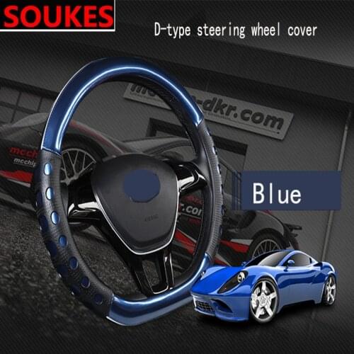 D Shape Genuine Leather Cool Car Steering Wheel Covers For Peugeot 307 206 308 407 207 2008 3008 508 406 208 Mazda 3 6 CX-5 CX7