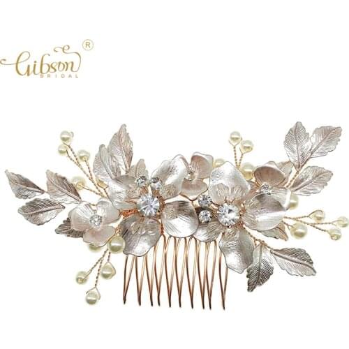 Delicate Pearl Crystal Wedding Hair Combs Accessories Bridal Flower Headpiece Women Hair Ornaments Jewelry