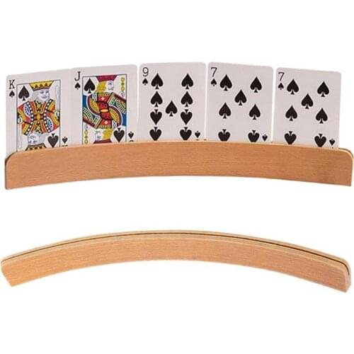Wooden Hands-Free Playing Card Holder Curved Design Board Game Poker Seat Lazy Poker Base Base Game Organizes Hands