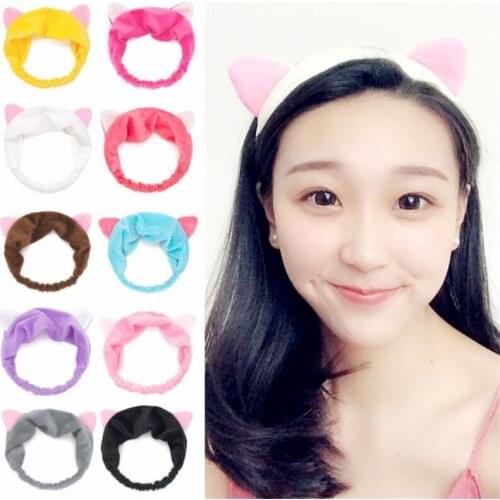 Cheap Wholesale Cute Cat Ears Washing Makeup Headband Women Girls Hair Head Bands Wrap Accessories For Girls Hairband Headdress