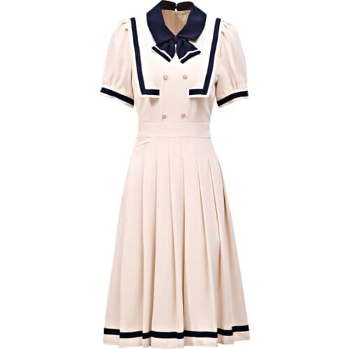DIDABOLE Designer Midi Dress Summer New WomenS High Quality Bow Tie Vintage Chic Office Fashion Party Elegant Dress