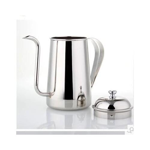 FeiC 1pcs 2015 new arrival 0.7L Silver Tea and Coffee Drip Kettle pot stainless steel gooseneck spout Kettle for Barista