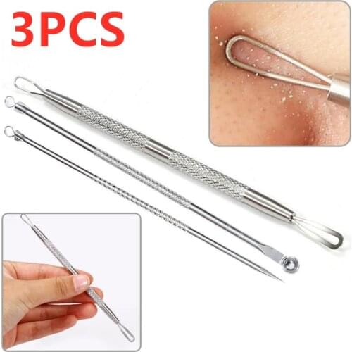 3PCS/Set New Stainless Steel Acne Removal Needles Blackhead Blemish Removers Face Skin Care Treatment Pimple Remover Tools