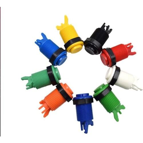 10 pcs American style push button with microswitches 28mm mounting hole nylon buttons 9 colour available Arcade game accessories