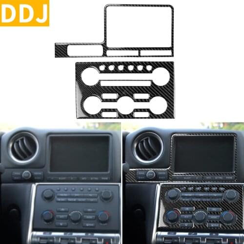 For Nissan GTR R35 2008-2016 Carbon Radio Climate Control Console Sticker Navigation Display Surround Cover Set Car Accessories