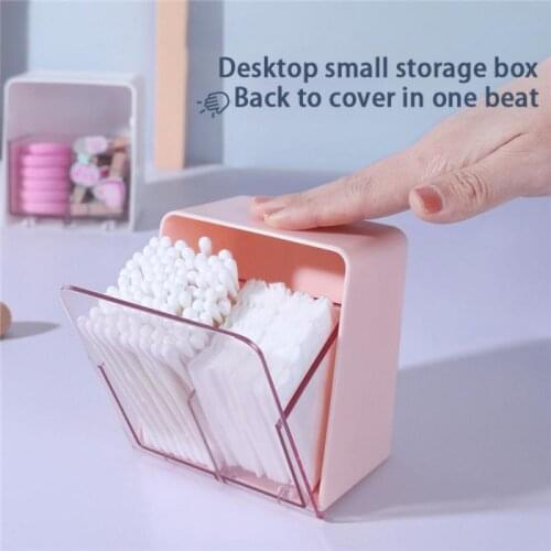 Creative Plastic 2-Grid Swabs Storage Holder Box Dormitory Lipstick Jewelry Finishing Storage Box Transparent Desktop Storage