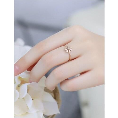 Fashion Crystal Stainless Steel Sunflower Wedding Ring For Woman Girl Rings Couple For Wedding Jewelry