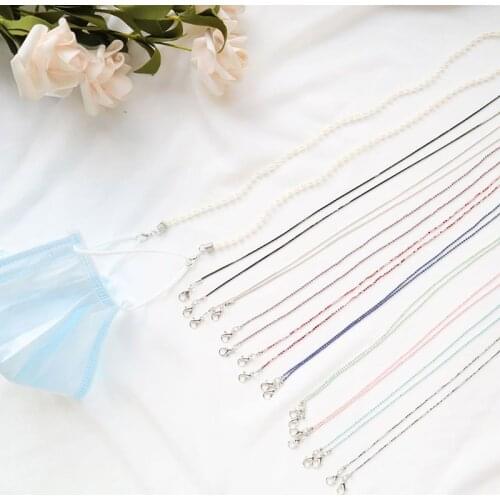 Fashion Acrylic Crystal Glasses Neck Belt Chain Acrylic Crystal Black Bead Glasses Glasses Necklace Metal Lanyard