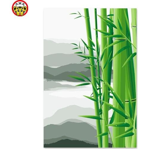 Painting by numbers art paint by number green bamboo cloud node China high antiquity manual colouring decorative background wall