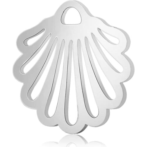 Stainless Steel 13.1*14mm Sea Shell Scallop Mini Metal Charms Pendant for DIY Jewelry Bracelets Making Accessories 50pcs