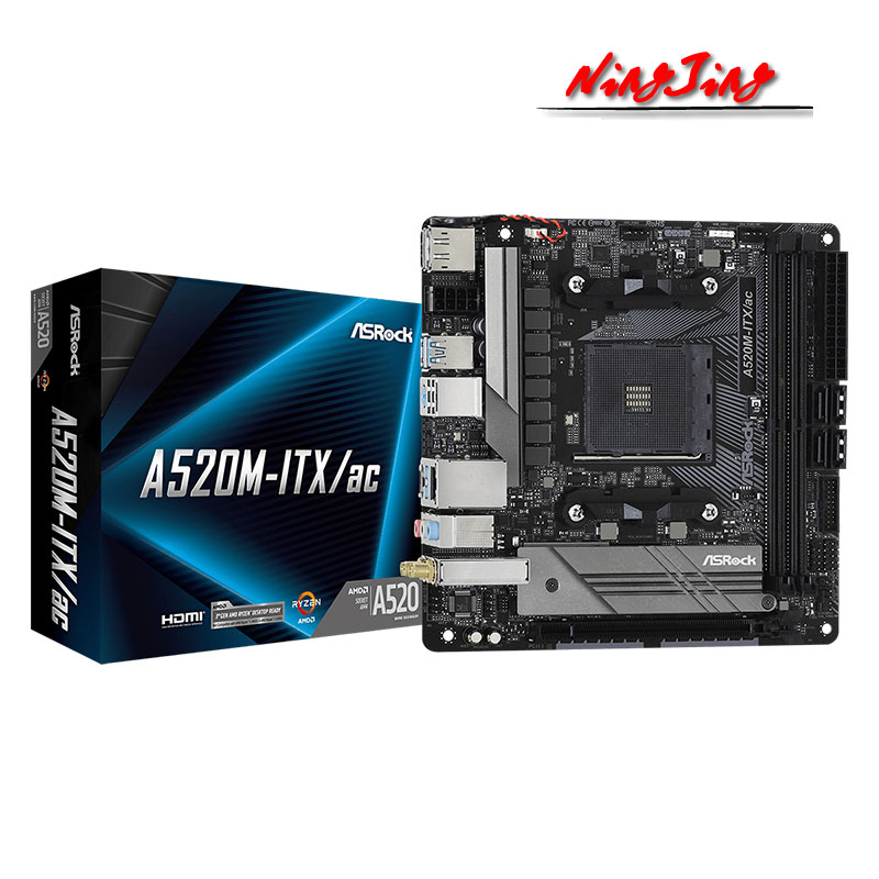 ASROCK A520M ITX / ac Mini-ITX AMD A520 DDR4 4600+(OC)MHz USB3.2 New Max-64G Double Channel Socket AM4 Motherboard