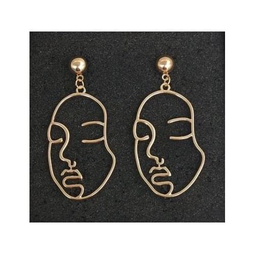 New Cross-image portrait metal face earring large personality funny Earrings jewelry For Women
