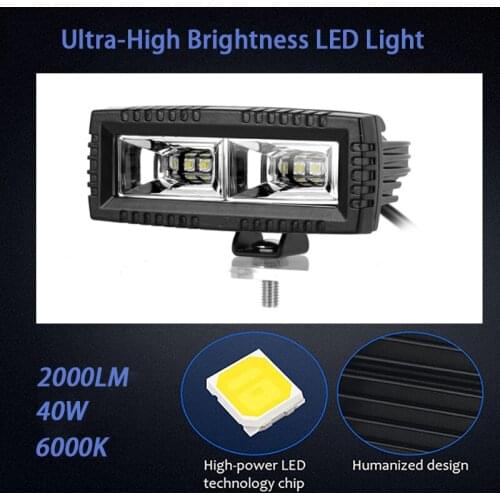 Minjie New LED 40W 2000LM LED Work Light Lamp Square Floodlight 10-30V Offroad LED Light Bar For Truck Car SUV Boat