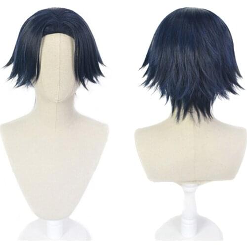 Tokyo Revengers Hitto Kakucho Dark Blue Short Wig Cosplay Costume Heat Resistant Synthetic Hair Men Women Party Wigs