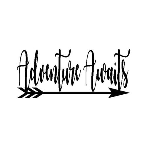 Adventure Waiting for Creative Car Stickers Decals Fashion Stickers Pvc Decals for All Kinds of Cars Black/white, 18CM *8CM