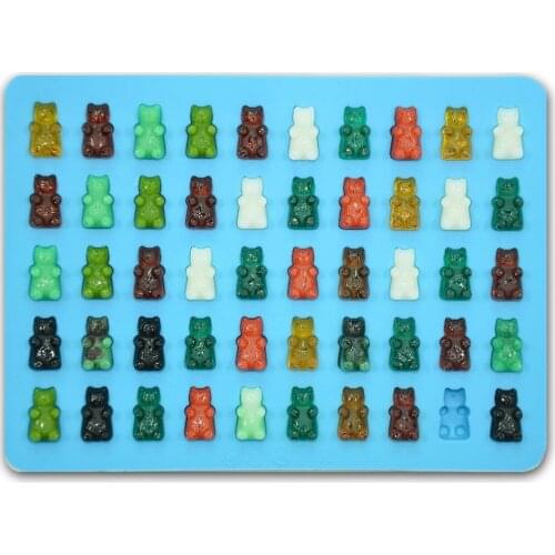 50 Holes Mini Gummy Bear Silicone Molds Soft For Chocolate Candy Making Include 5ml Pipette Non-stick Ice Cube Tray