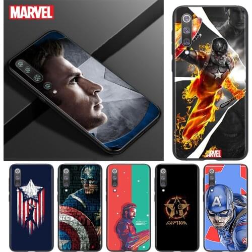 Silicone Cover Marvel Captain America Superhero For Xiaomi Mi 11 10T 10 9T 9 8 Note 10 Lite Pro Ultra 5G Black Soft Phone Case