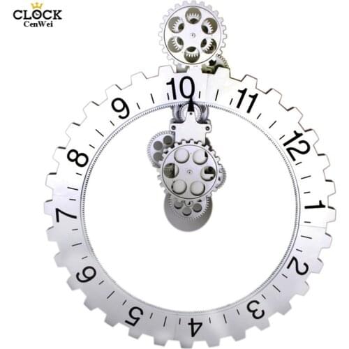 Modern Mechanical Large Art Gear Quartz 3D Wall Clock Antique Vintage Wall Clock for Home Office Decor