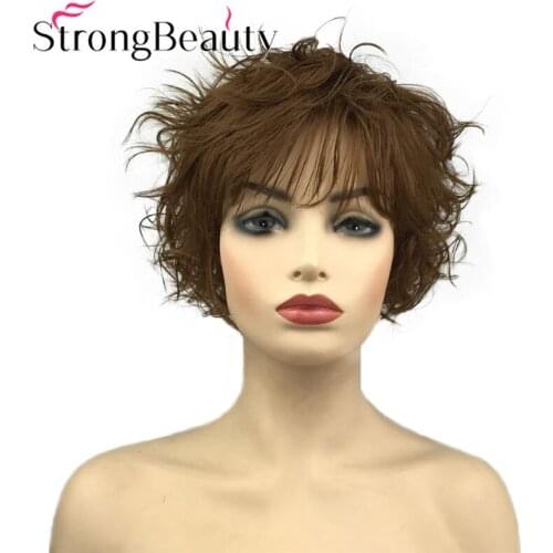 StrongBeauty Short Curly Wig Medium Auburn Women Hair Synthetic Wigs Daily Wig