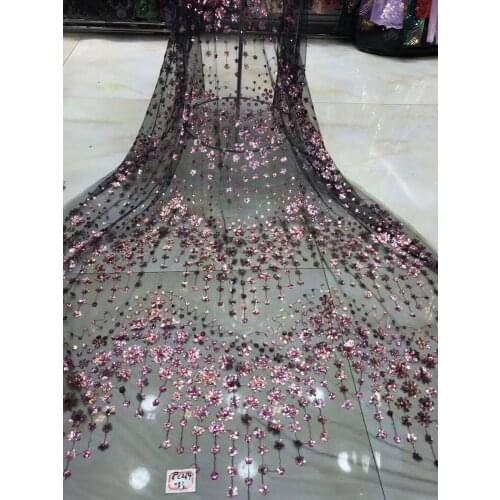 Unique J-16885 African sequins Bridal Net Lace High Quality Nigerian French Lace Fabric