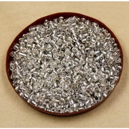 Factory price 80g/lot 4mm White DIY Glass Loose Seed Beads with silver inner line for Jewelry Making