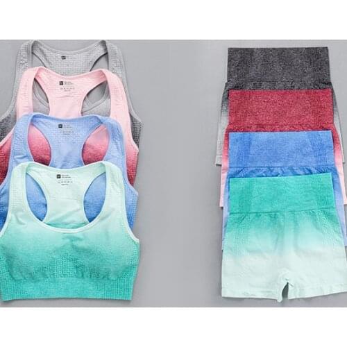 Women Quick Dry Yoga Set Seamless Shorts Crop Top Sports Bra Running Pants Gym Clothing Fitness Workout Sports Suit Tracksuit