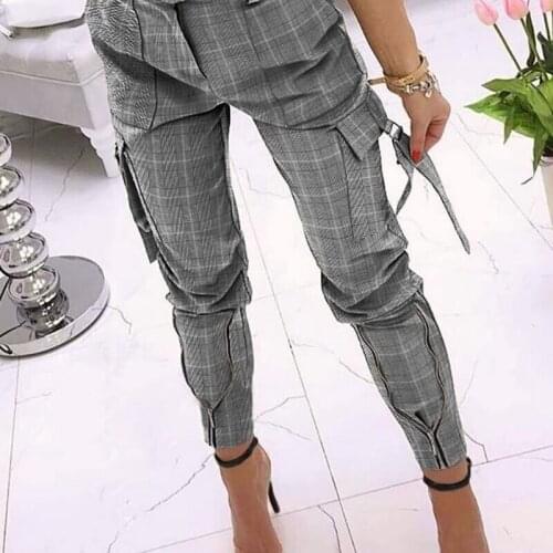 WomenS Overalls Solid Color/Check Print High Waist Belt Pockets Autumn 2021 New High Street Casual Cool Fashion Personality