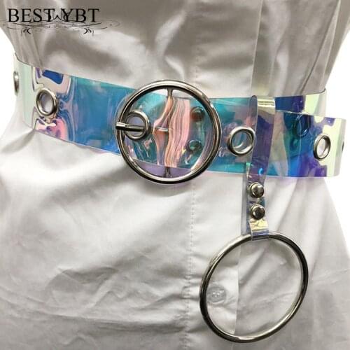 Best YBT Women belt 2021 New Transparent Colorful Alloy pin buckle belt Womens fashion personality trend decoration belt