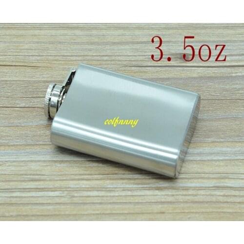 100pcs/lot Fast shipping 3.5 oz Stainless Steel Hip Flask 3.5oz Portable Pocket Liquor bottle With Retail box